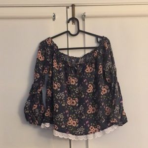 Off the shoulder floral T-shirt